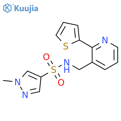1-methyl-N-{[2-(thiophen-2-yl)pyridin-3-yl]methyl}-1H-pyrazole-4-sulfonamide structure