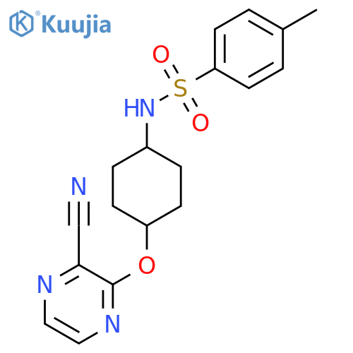 4-methyl-N-[(1r,4r)-4-[(3-cyanopyrazin-2-yl)oxy]cyclohexyl]benzene-1-sulfonamide structure