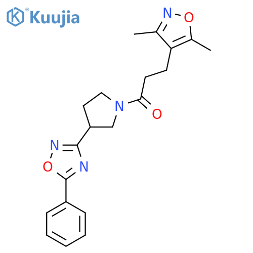 3-(3,5-dimethyl-1,2-oxazol-4-yl)-1-3-(5-phenyl-1,2,4-oxadiazol-3-yl)pyrrolidin-1-ylpropan-1-one structure