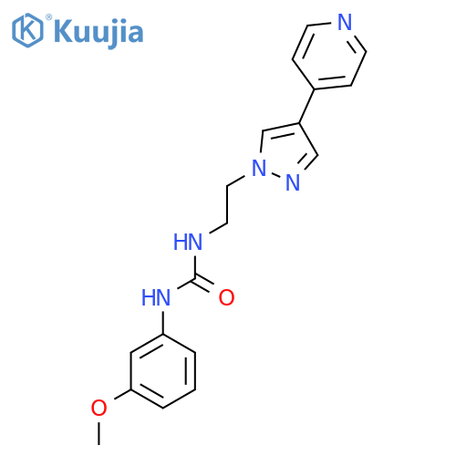1-(3-methoxyphenyl)-3-{2-4-(pyridin-4-yl)-1H-pyrazol-1-ylethyl}urea structure