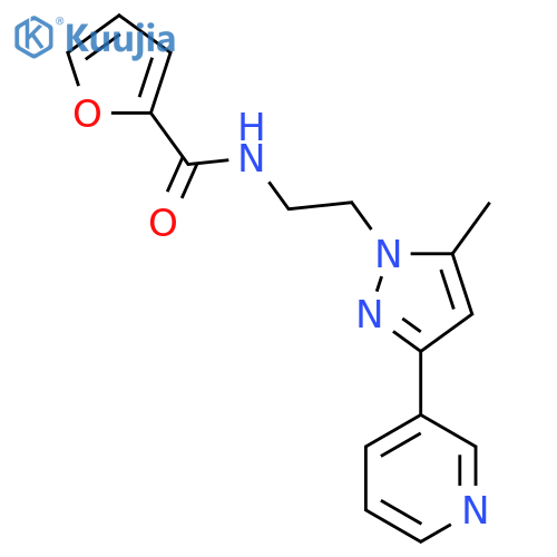N-{2-5-methyl-3-(pyridin-3-yl)-1H-pyrazol-1-ylethyl}furan-2-carboxamide structure