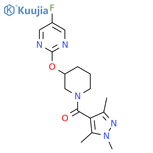 5-fluoro-2-{[1-(1,3,5-trimethyl-1H-pyrazole-4-carbonyl)piperidin-3-yl]oxy}pyrimidine structure