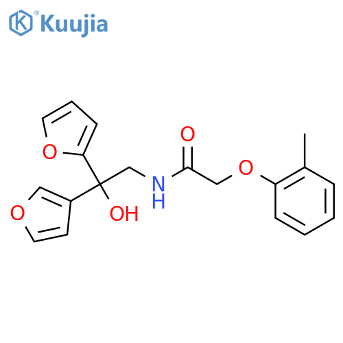 N-2-(furan-2-yl)-2-(furan-3-yl)-2-hydroxyethyl-2-(2-methylphenoxy)acetamide structure