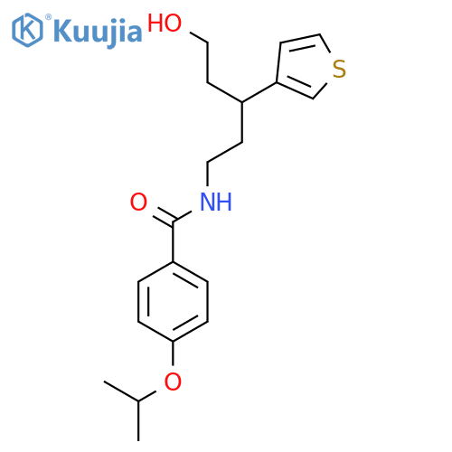 N-[5-hydroxy-3-(thiophen-3-yl)pentyl]-4-(propan-2-yloxy)benzamide structure