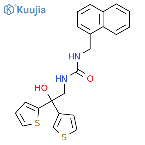 3-2-hydroxy-2-(thiophen-2-yl)-2-(thiophen-3-yl)ethyl-1-(naphthalen-1-yl)methylurea structure