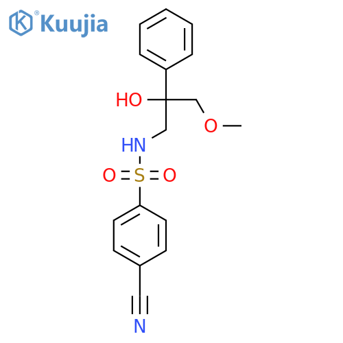 4-cyano-N-(2-hydroxy-3-methoxy-2-phenylpropyl)benzene-1-sulfonamide structure