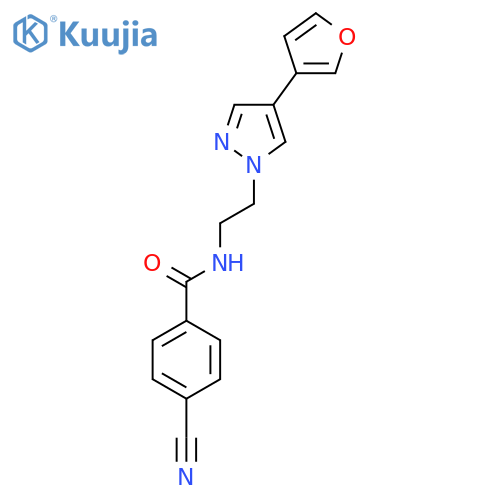 4-cyano-N-{2-4-(furan-3-yl)-1H-pyrazol-1-ylethyl}benzamide structure