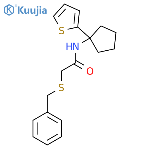 2-(benzylsulfanyl)-N-1-(thiophen-2-yl)cyclopentylacetamide structure