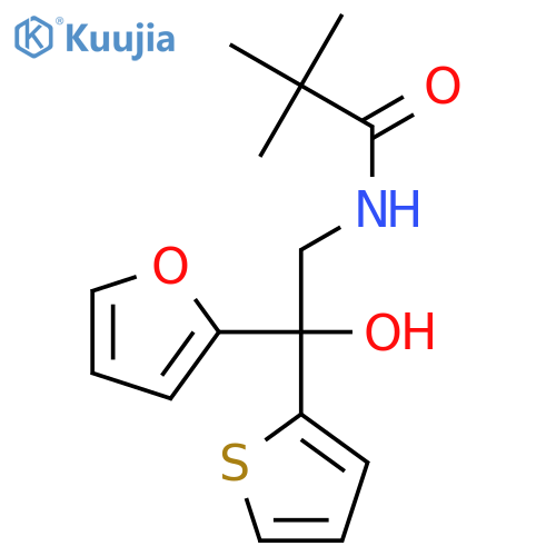 N-[2-(furan-2-yl)-2-hydroxy-2-(thiophen-2-yl)ethyl]-2,2-dimethylpropanamide structure