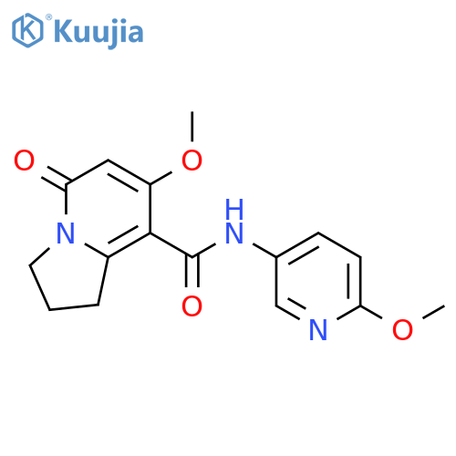 7-methoxy-N-(6-methoxypyridin-3-yl)-5-oxo-1,2,3,5-tetrahydroindolizine-8-carboxamide structure