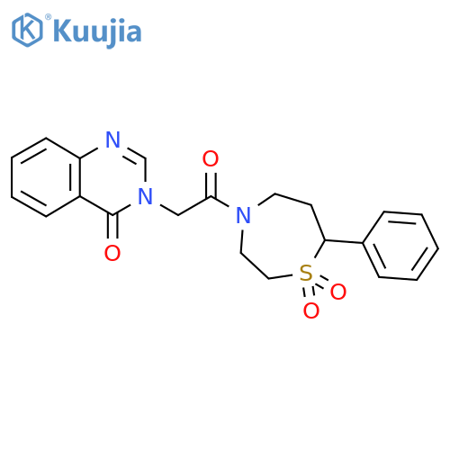 4-2-(4-oxo-3,4-dihydroquinazolin-3-yl)acetyl-7-phenyl-1lambda6,4-thiazepane-1,1-dione structure