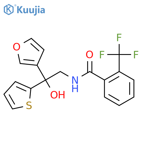 N-2-(furan-3-yl)-2-hydroxy-2-(thiophen-2-yl)ethyl-2-(trifluoromethyl)benzamide structure