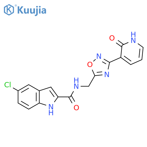 5-chloro-N-{[3-(2-oxo-1,2-dihydropyridin-3-yl)-1,2,4-oxadiazol-5-yl]methyl}-1H-indole-2-carboxamide structure