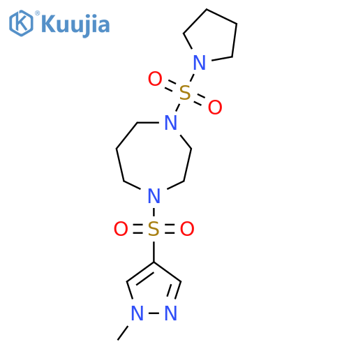 1-[(1-methyl-1H-pyrazol-4-yl)sulfonyl]-4-(pyrrolidine-1-sulfonyl)-1,4-diazepane structure