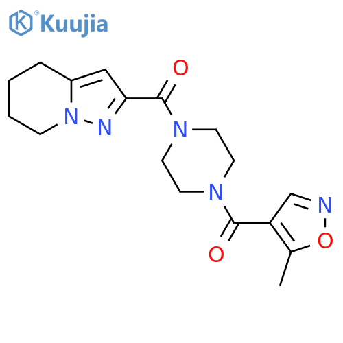 1-(5-methyl-1,2-oxazole-4-carbonyl)-4-{4H,5H,6H,7H-pyrazolo[1,5-a]pyridine-2-carbonyl}piperazine structure