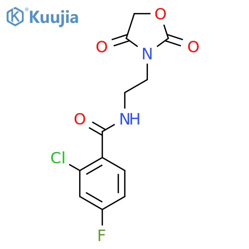 2-chloro-N-2-(2,4-dioxo-1,3-oxazolidin-3-yl)ethyl-4-fluorobenzamide structure