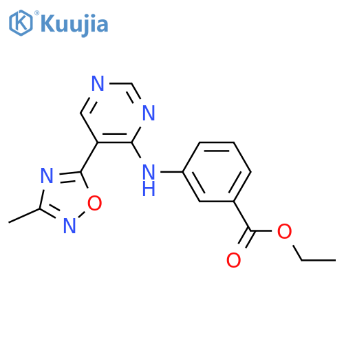 ethyl 3-{5-(3-methyl-1,2,4-oxadiazol-5-yl)pyrimidin-4-ylamino}benzoate structure