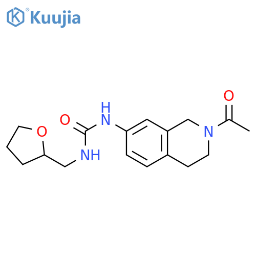 1-(2-acetyl-1,2,3,4-tetrahydroisoquinolin-7-yl)-3-[(oxolan-2-yl)methyl]urea structure