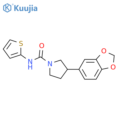 3-(2H-1,3-benzodioxol-5-yl)-N-(thiophen-2-yl)pyrrolidine-1-carboxamide structure