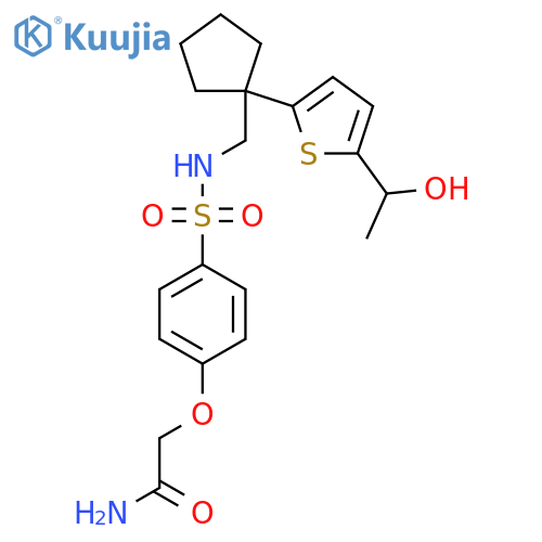 2-{4-[({1-[5-(1-hydroxyethyl)thiophen-2-yl]cyclopentyl}methyl)sulfamoyl]phenoxy}acetamide structure