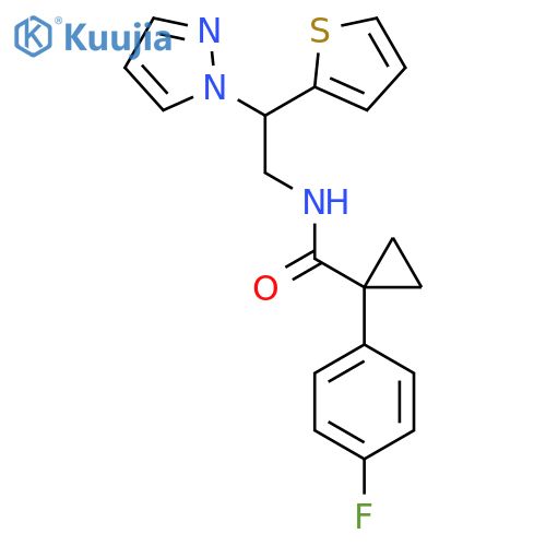 1-(4-fluorophenyl)-N-2-(1H-pyrazol-1-yl)-2-(thiophen-2-yl)ethylcyclopropane-1-carboxamide structure