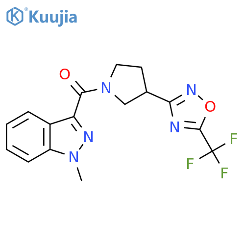 1-methyl-3-{3-5-(trifluoromethyl)-1,2,4-oxadiazol-3-ylpyrrolidine-1-carbonyl}-1H-indazole structure