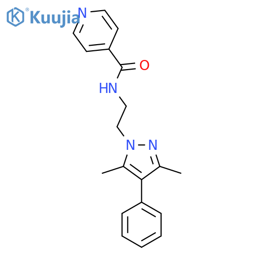N-[2-(3,5-dimethyl-4-phenyl-1H-pyrazol-1-yl)ethyl]pyridine-4-carboxamide structure