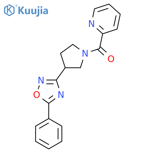 2-3-(5-phenyl-1,2,4-oxadiazol-3-yl)pyrrolidine-1-carbonylpyridine structure
