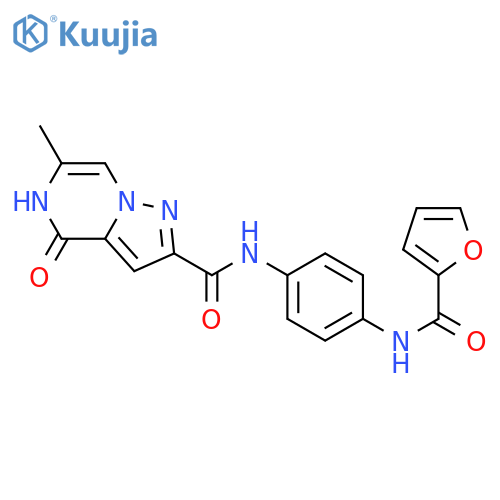 N-[4-(furan-2-amido)phenyl]-6-methyl-4-oxo-4H,5H-pyrazolo[1,5-a]pyrazine-2-carboxamide structure