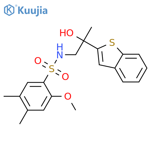 N-[2-(1-benzothiophen-2-yl)-2-hydroxypropyl]-2-methoxy-4,5-dimethylbenzene-1-sulfonamide structure