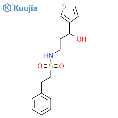 N-[3-hydroxy-3-(thiophen-3-yl)propyl]-2-phenylethane-1-sulfonamide structure