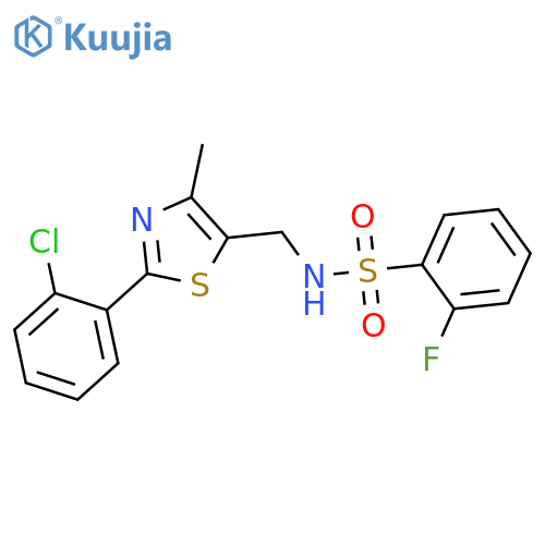 N-{[2-(2-chlorophenyl)-4-methyl-1,3-thiazol-5-yl]methyl}-2-fluorobenzene-1-sulfonamide structure