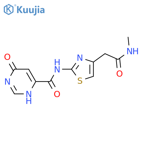 6-hydroxy-N-{4-[(methylcarbamoyl)methyl]-1,3-thiazol-2-yl}pyrimidine-4-carboxamide structure