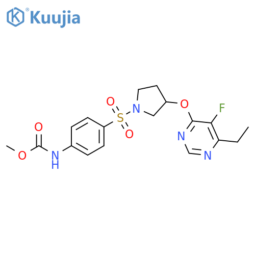 methyl N-[4-({3-[(6-ethyl-5-fluoropyrimidin-4-yl)oxy]pyrrolidin-1-yl}sulfonyl)phenyl]carbamate structure