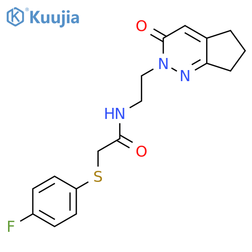 2-(4-fluorophenyl)sulfanyl-N-(2-{3-oxo-2H,3H,5H,6H,7H-cyclopentacpyridazin-2-yl}ethyl)acetamide structure