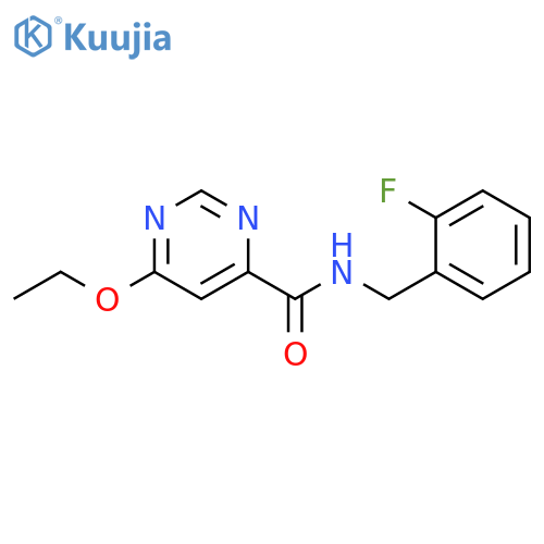 6-ethoxy-N-[(2-fluorophenyl)methyl]pyrimidine-4-carboxamide structure