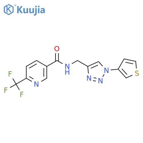 N-{[1-(thiophen-3-yl)-1H-1,2,3-triazol-4-yl]methyl}-6-(trifluoromethyl)pyridine-3-carboxamide structure