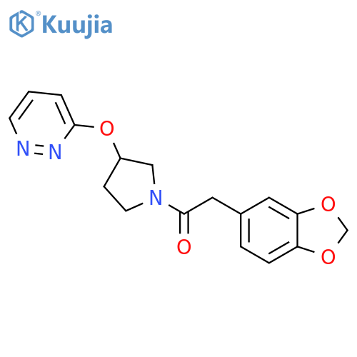 2-(2H-1,3-benzodioxol-5-yl)-1-[3-(pyridazin-3-yloxy)pyrrolidin-1-yl]ethan-1-one structure