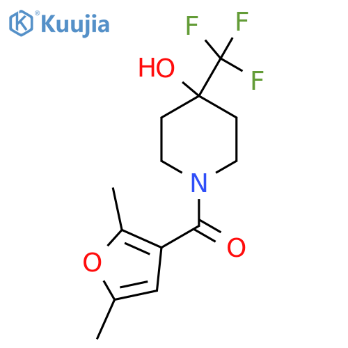 1-(2,5-dimethylfuran-3-carbonyl)-4-(trifluoromethyl)piperidin-4-ol structure