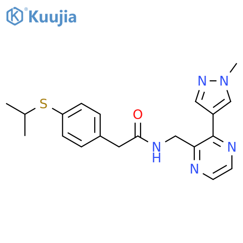 N-{3-(1-methyl-1H-pyrazol-4-yl)pyrazin-2-ylmethyl}-2-4-(propan-2-ylsulfanyl)phenylacetamide structure