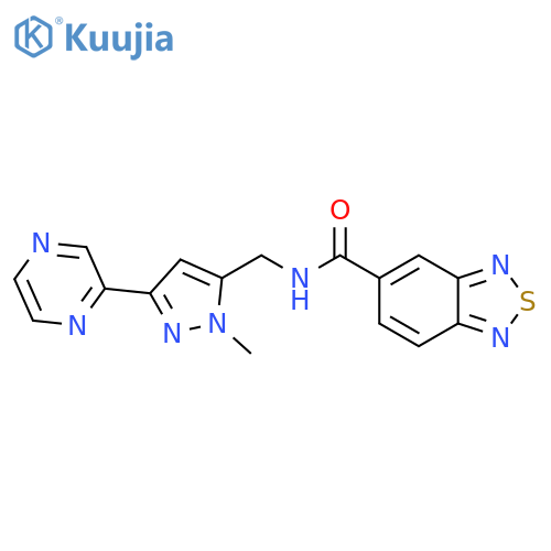N-{1-methyl-3-(pyrazin-2-yl)-1H-pyrazol-5-ylmethyl}-2,1,3-benzothiadiazole-5-carboxamide structure