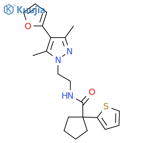N-{2-[4-(furan-2-yl)-3,5-dimethyl-1H-pyrazol-1-yl]ethyl}-1-(thiophen-2-yl)cyclopentane-1-carboxamide structure
