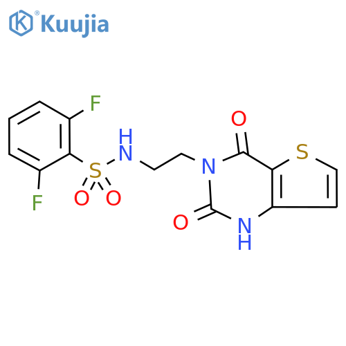 N-(2-{2,4-dioxo-1H,2H,3H,4H-thieno[3,2-d]pyrimidin-3-yl}ethyl)-2,6-difluorobenzene-1-sulfonamide structure