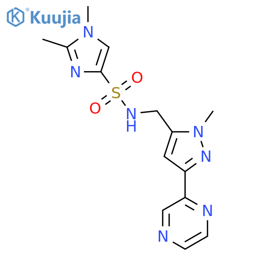 1,2-dimethyl-N-{1-methyl-3-(pyrazin-2-yl)-1H-pyrazol-5-ylmethyl}-1H-imidazole-4-sulfonamide structure