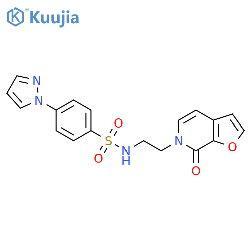 N-(2-{7-oxo-6H,7H-furo2,3-cpyridin-6-yl}ethyl)-4-(1H-pyrazol-1-yl)benzene-1-sulfonamide structure