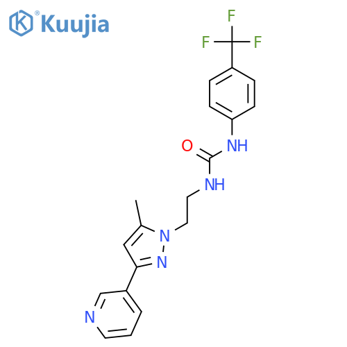 3-{2-5-methyl-3-(pyridin-3-yl)-1H-pyrazol-1-ylethyl}-1-4-(trifluoromethyl)phenylurea structure