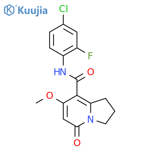 N-(4-chloro-2-fluorophenyl)-7-methoxy-5-oxo-1,2,3,5-tetrahydroindolizine-8-carboxamide structure