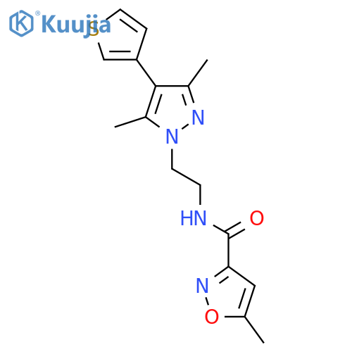 N-{2-[3,5-dimethyl-4-(thiophen-3-yl)-1H-pyrazol-1-yl]ethyl}-5-methyl-1,2-oxazole-3-carboxamide structure