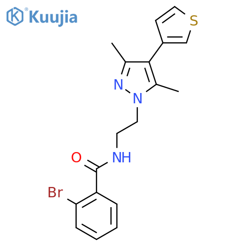 2-bromo-N-{2-[3,5-dimethyl-4-(thiophen-3-yl)-1H-pyrazol-1-yl]ethyl}benzamide structure