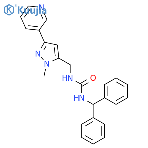 1-(diphenylmethyl)-3-{1-methyl-3-(pyridin-3-yl)-1H-pyrazol-5-ylmethyl}urea structure